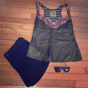 FREE PEOPLE Silk Racer Back Tank Top Size 6